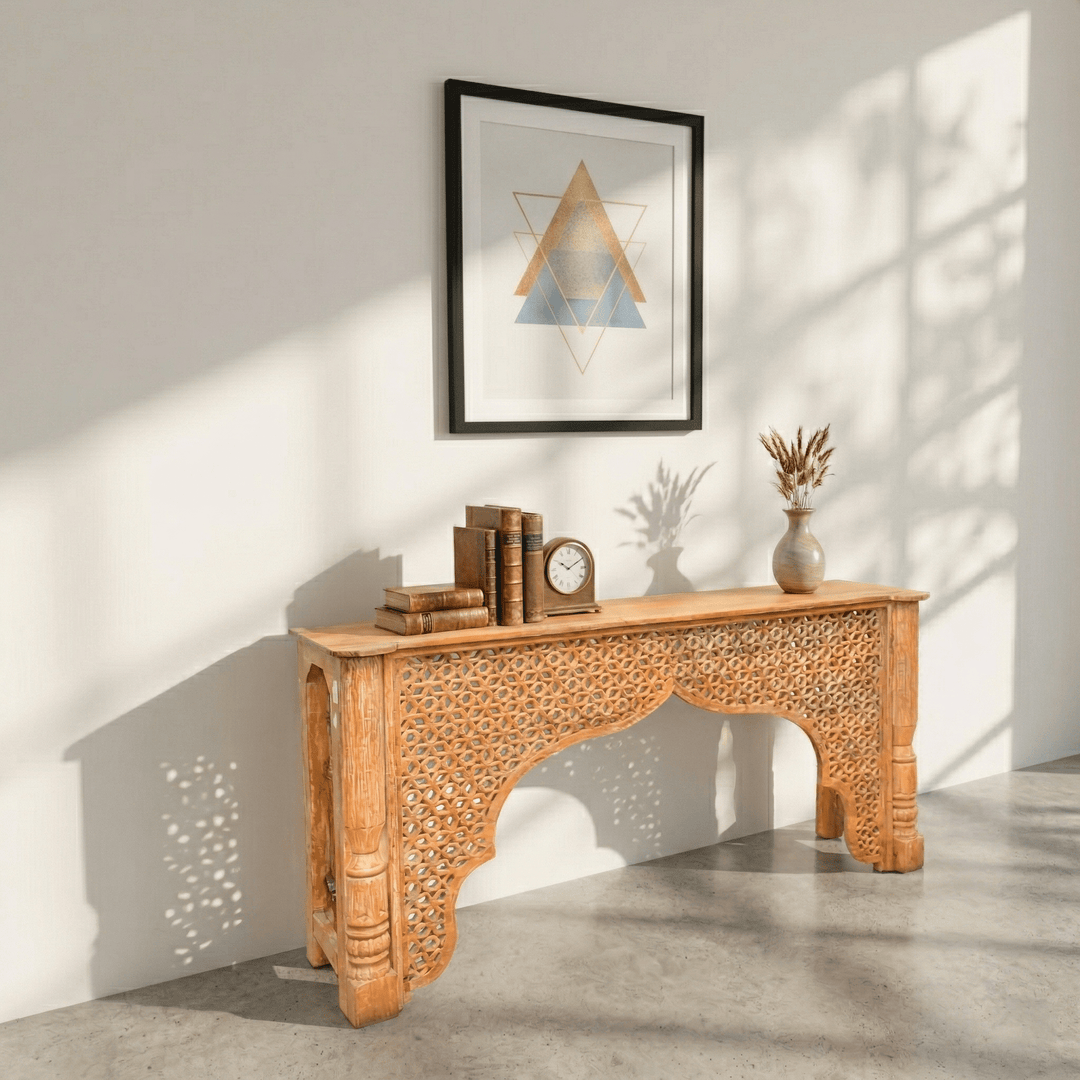 Islamic Arch natural wood Console Table – Elegant Handcrafted Furniture ...