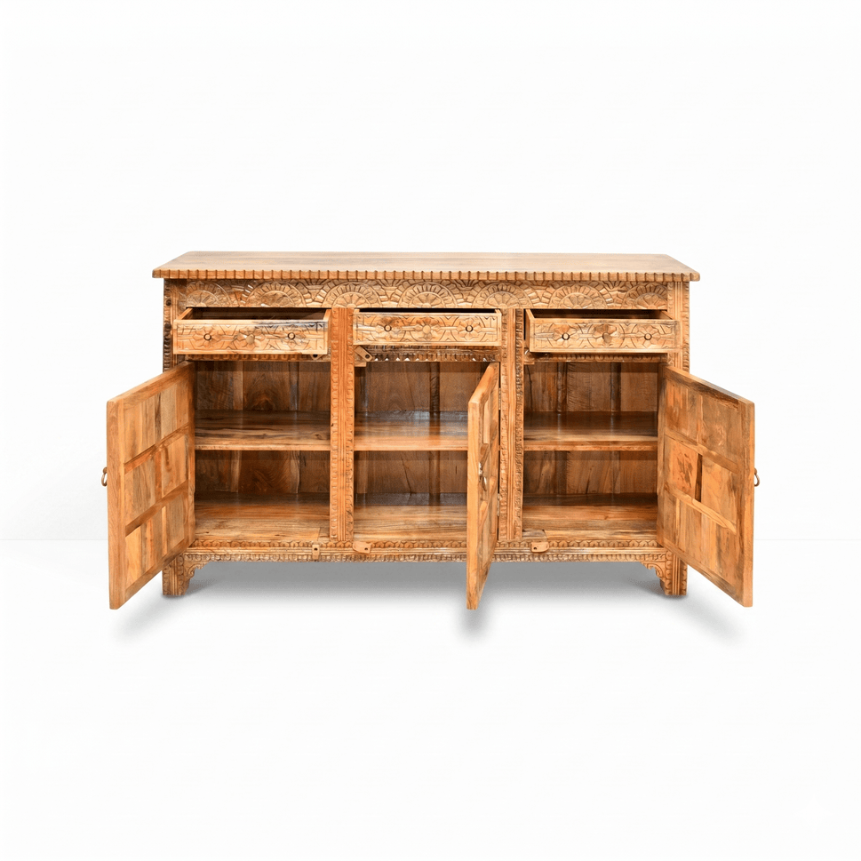 Natural Heritage Carved Hardwood Console buffet table