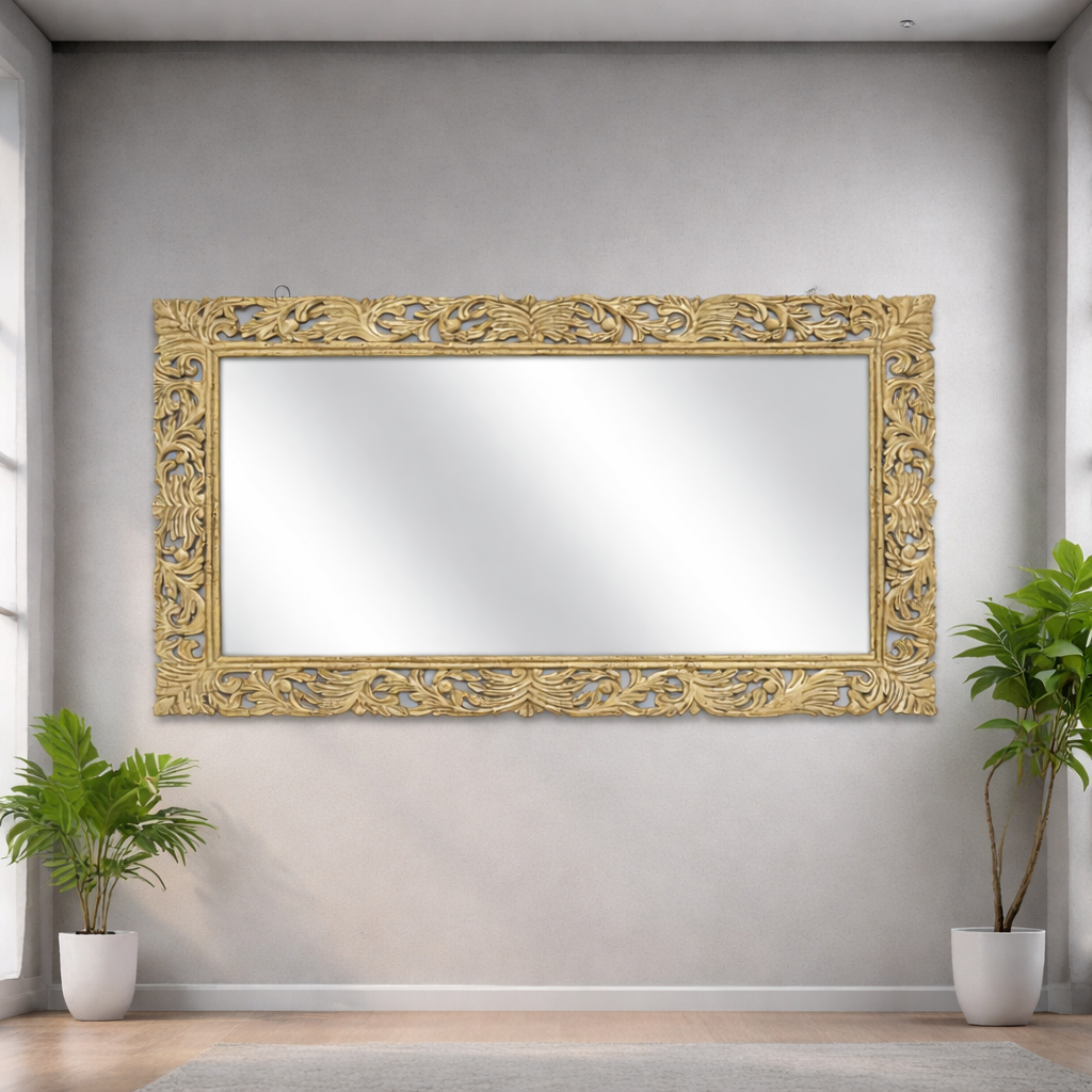 vintage mirror frame UAE,Antique hand carved mirror for home Oman,Rectangular mirror frame for living room Qatar,
