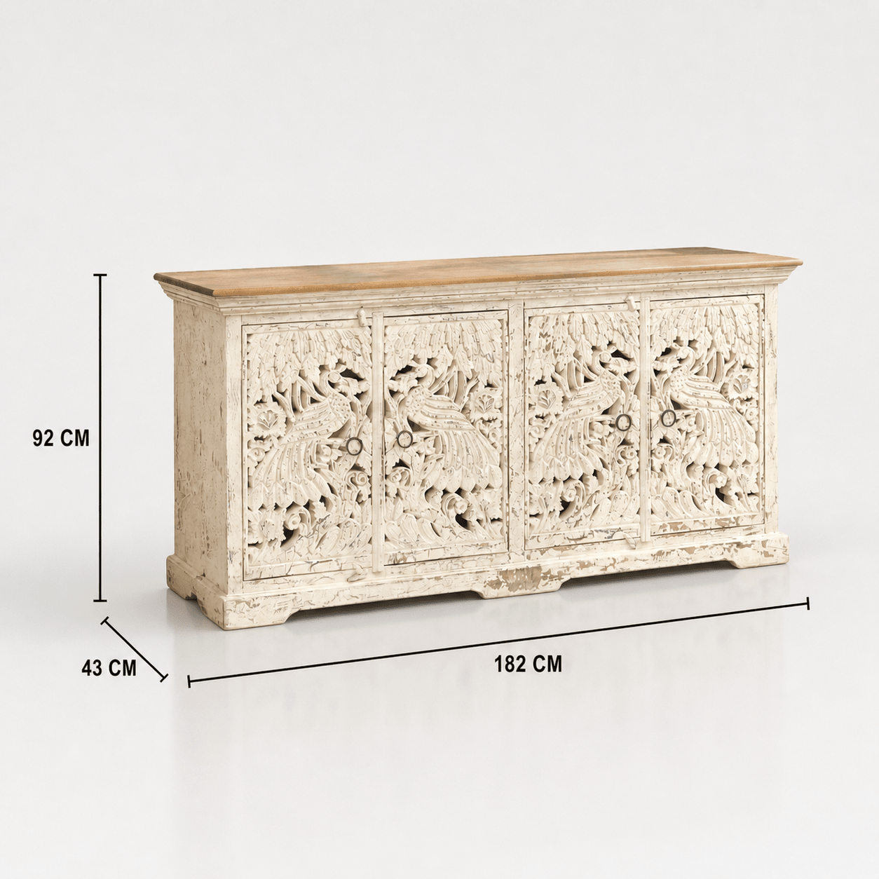 Hand carved solid wood sideboard cabinet storage for home