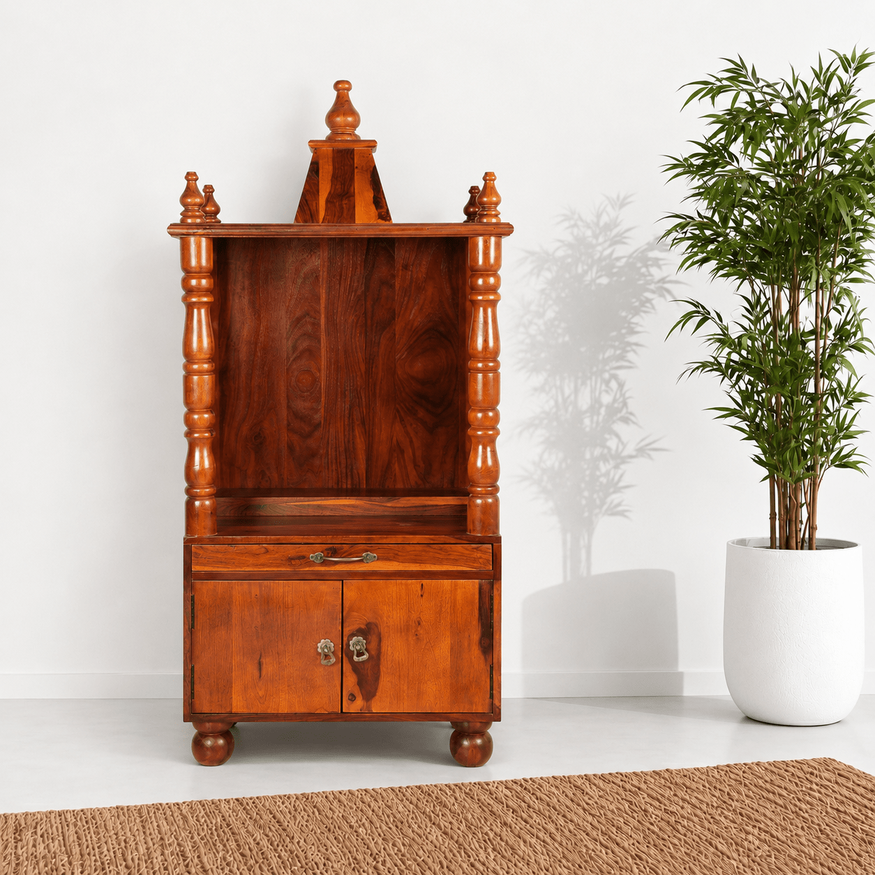 Spiritual Decor natural mango wood Cabinet with wood color finish