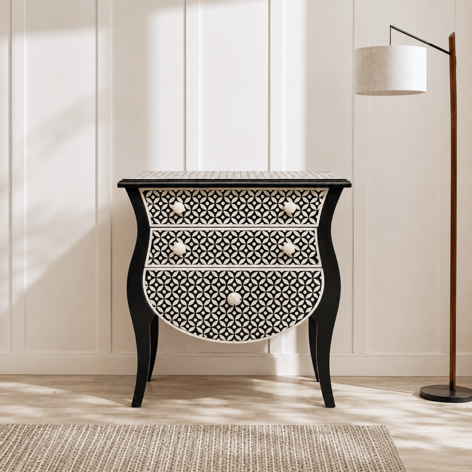 Noir Bloom Bone Inlay Table – Luxury for UAE Homes