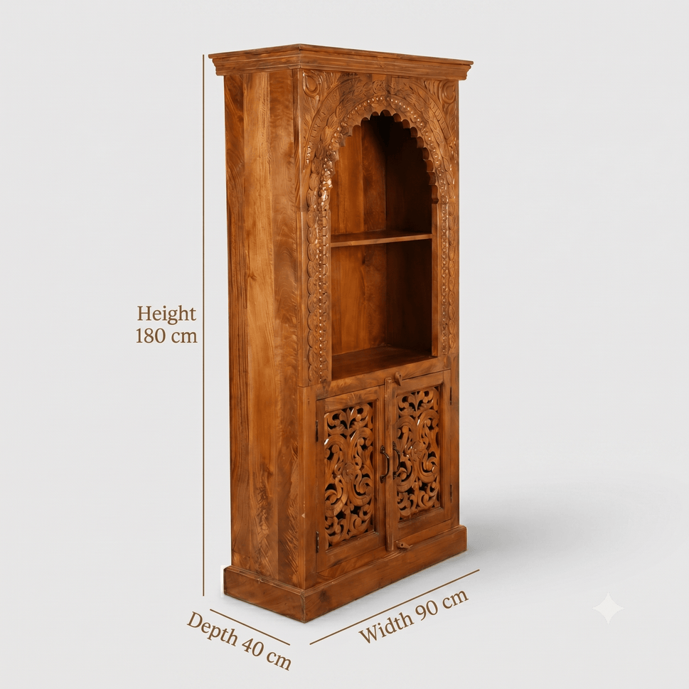 Handcrafted Sheesham Wood Prayer Altar Cabinet