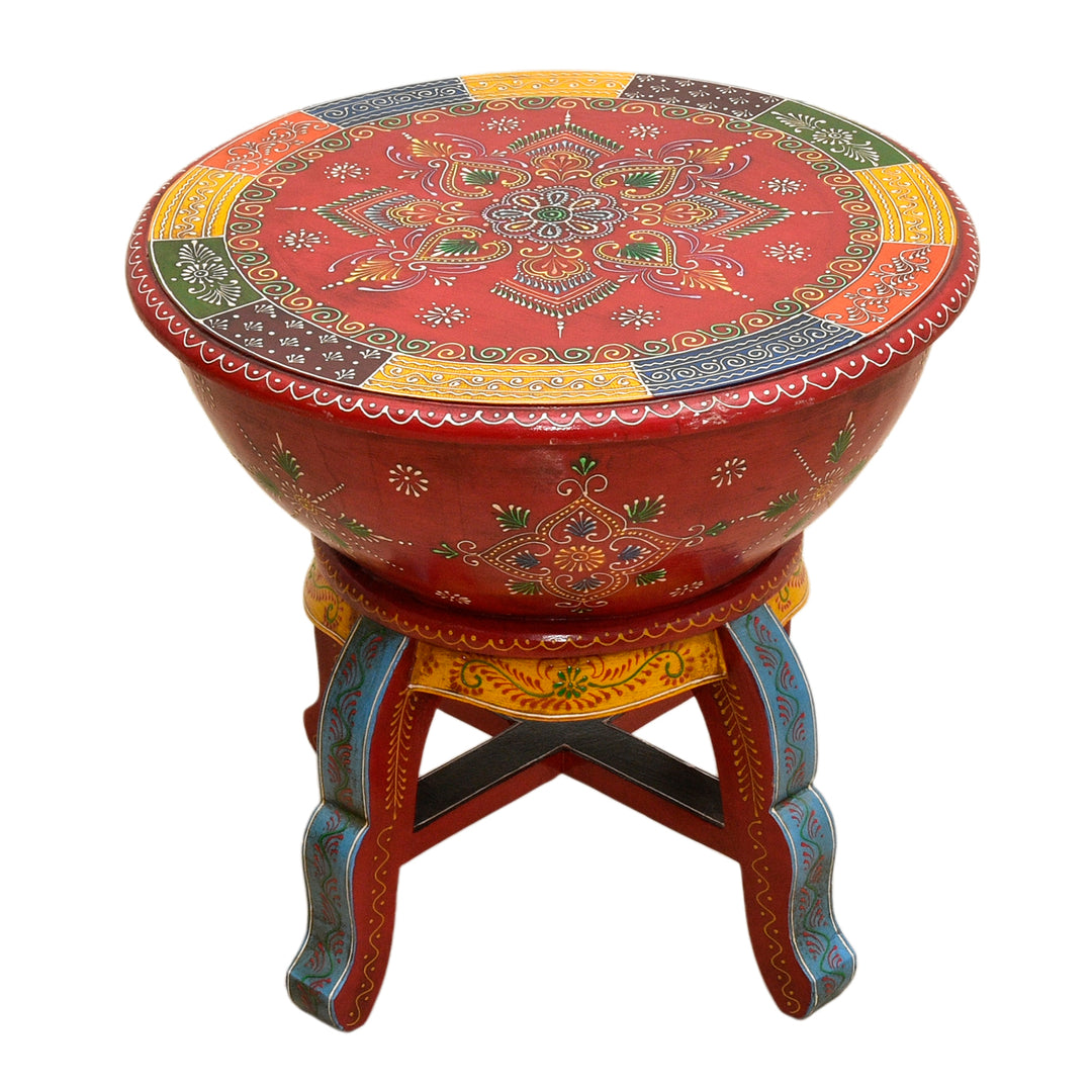 Solid Wood Multi-Purpose Coffee Table & Stool Hand Painted