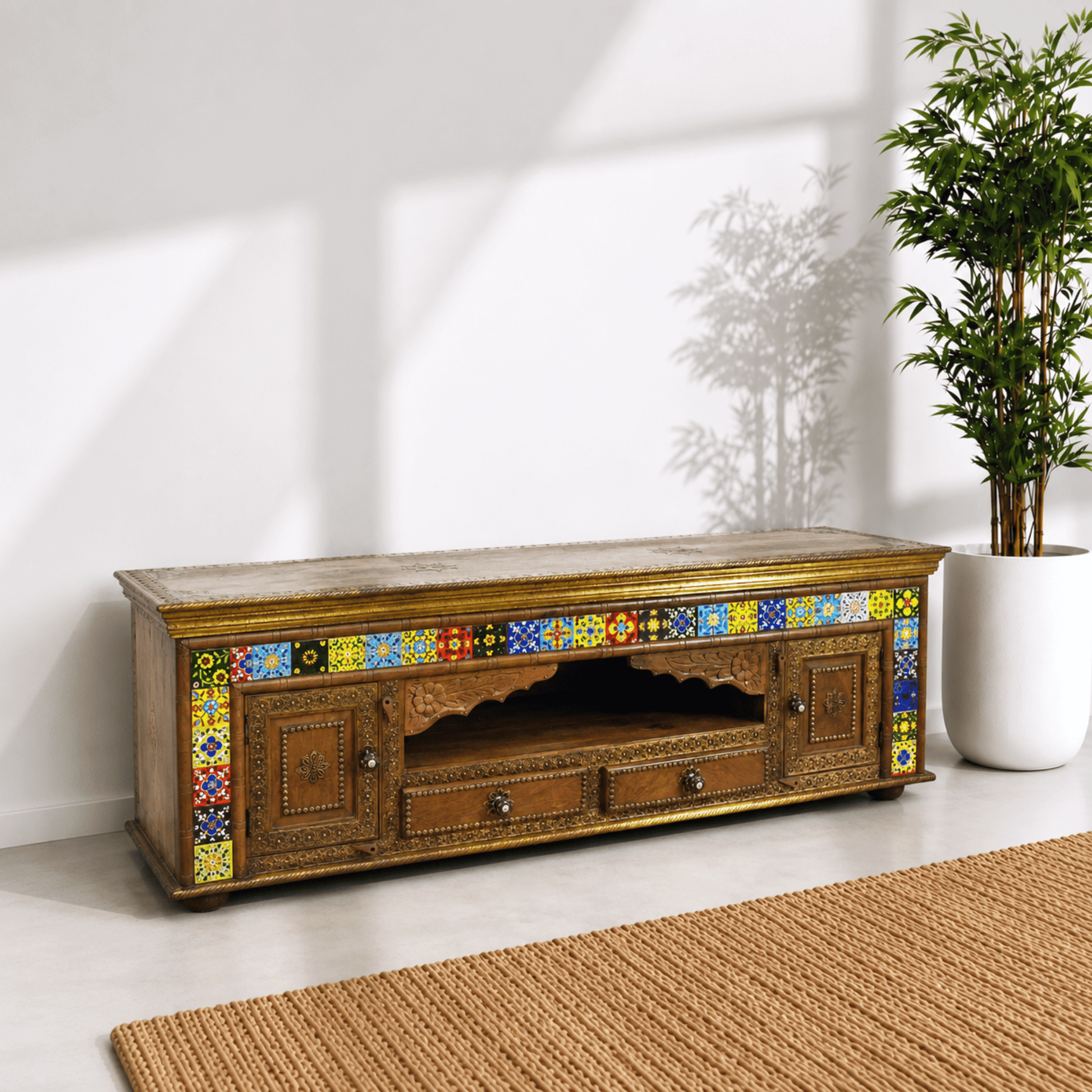Royal Vintage Solid Sheesham Wood Entertainment Units.
