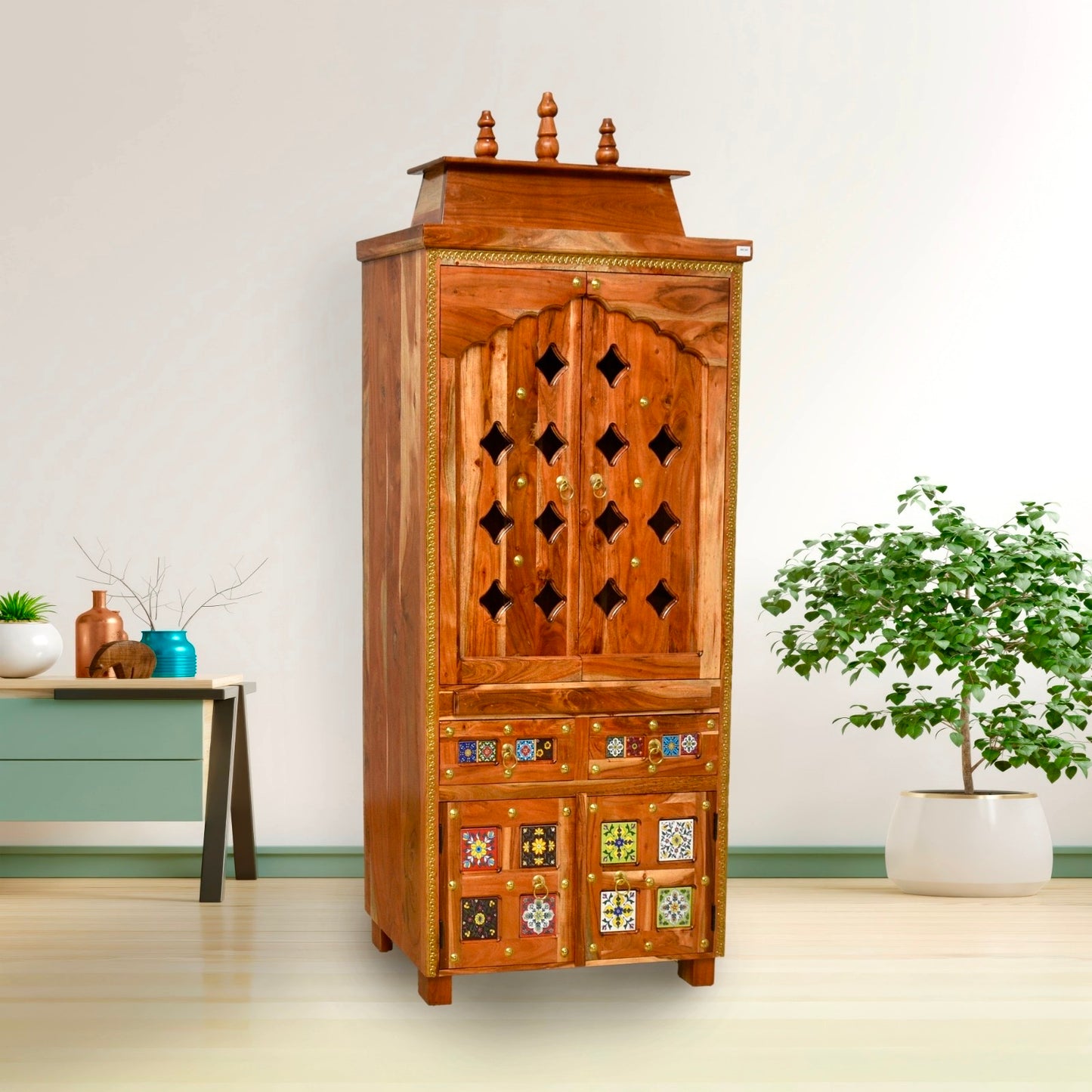 Indian Solid Mango Wood Pooja Unit
Natural Wood Pooja Temple Dubai