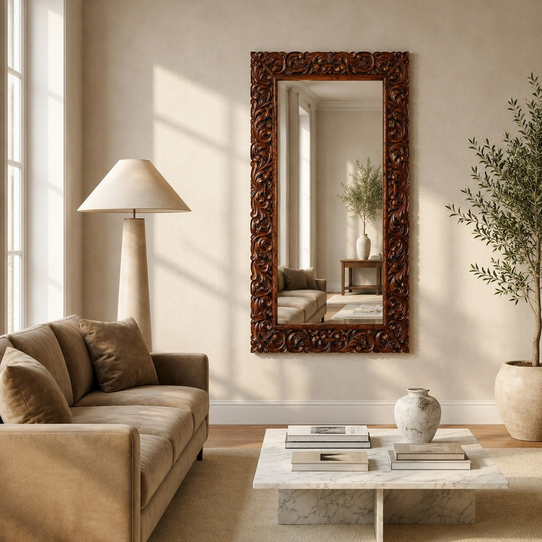 Handcrafted Solid Wood Wall Mirror Frame | UAE Oman
