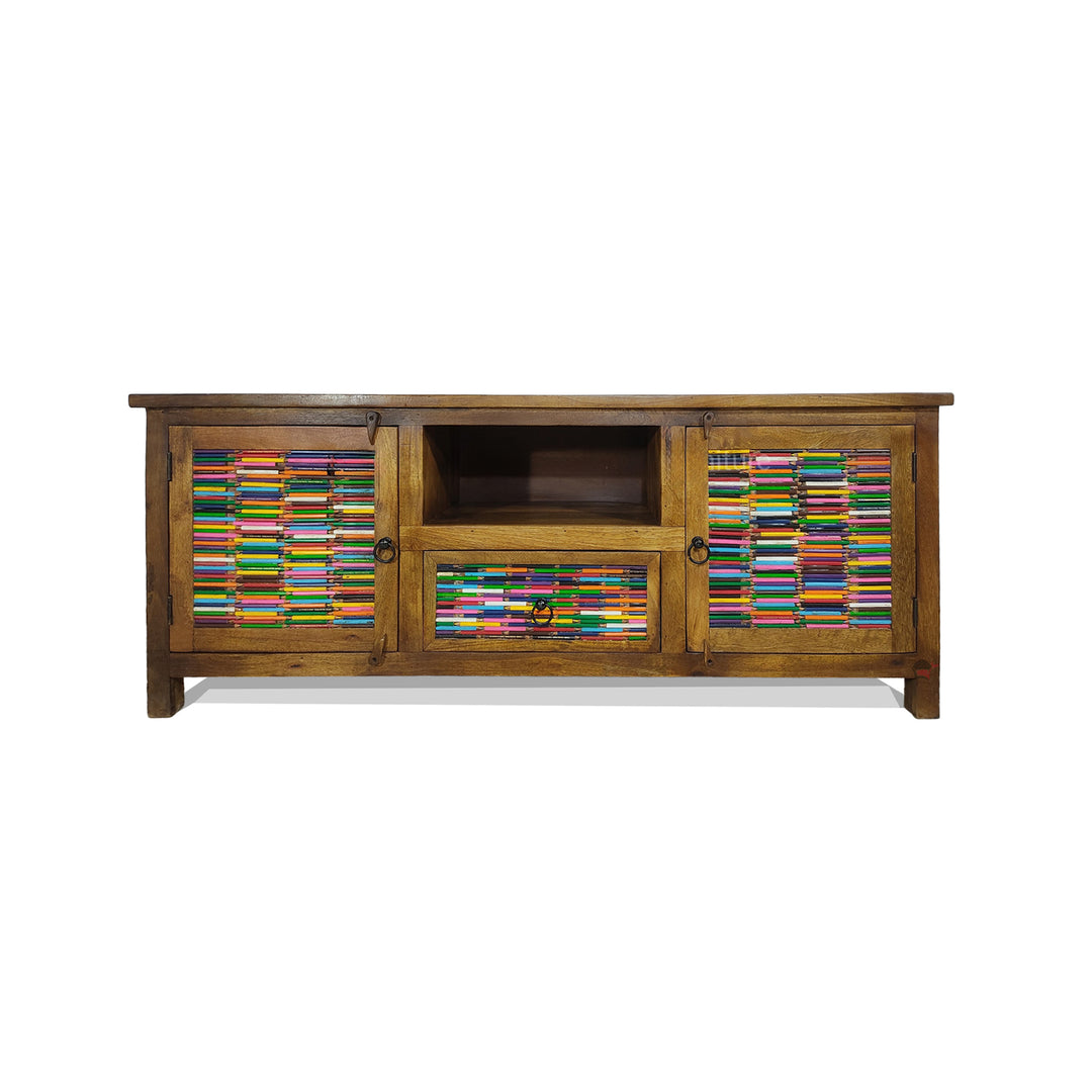 Indian Mango Wood patchwork TV console media unit