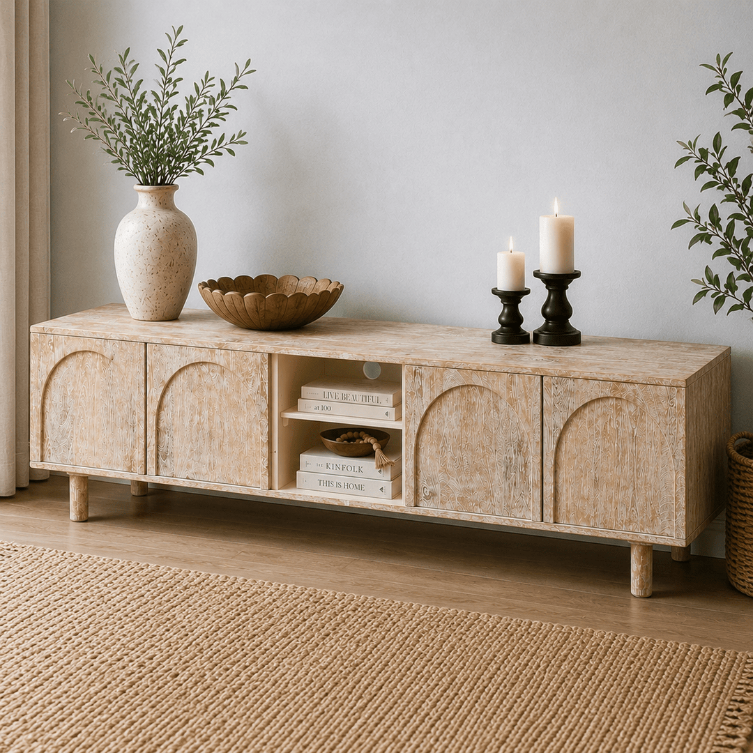 The Rustic Aura Media Console Unit | Mango Wood TV Stand UAE