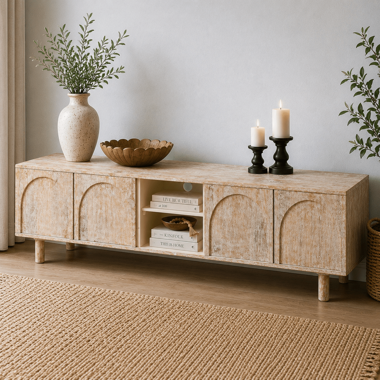 The Rustic Aura Media Console Unit | Mango Wood TV Stand UAE