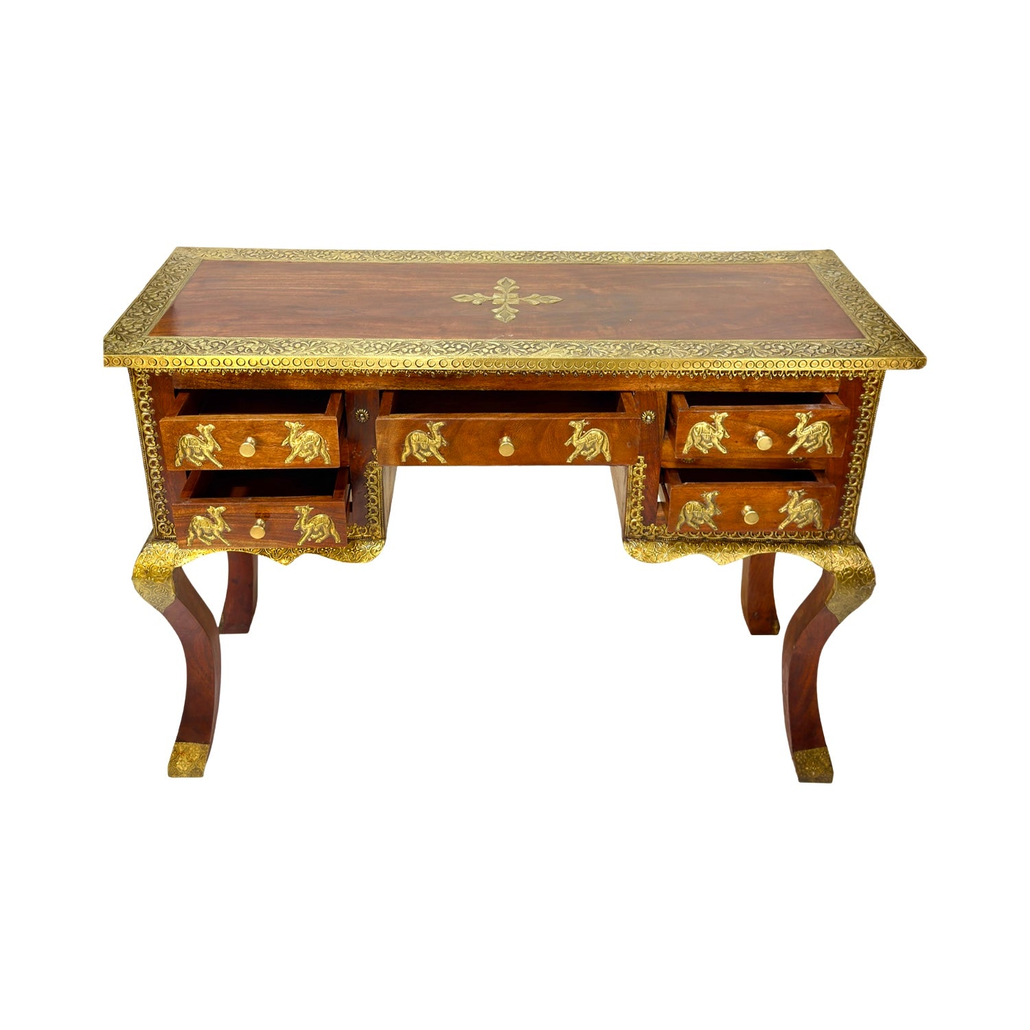Real sheesham wood desk & writing table with brass fitted work