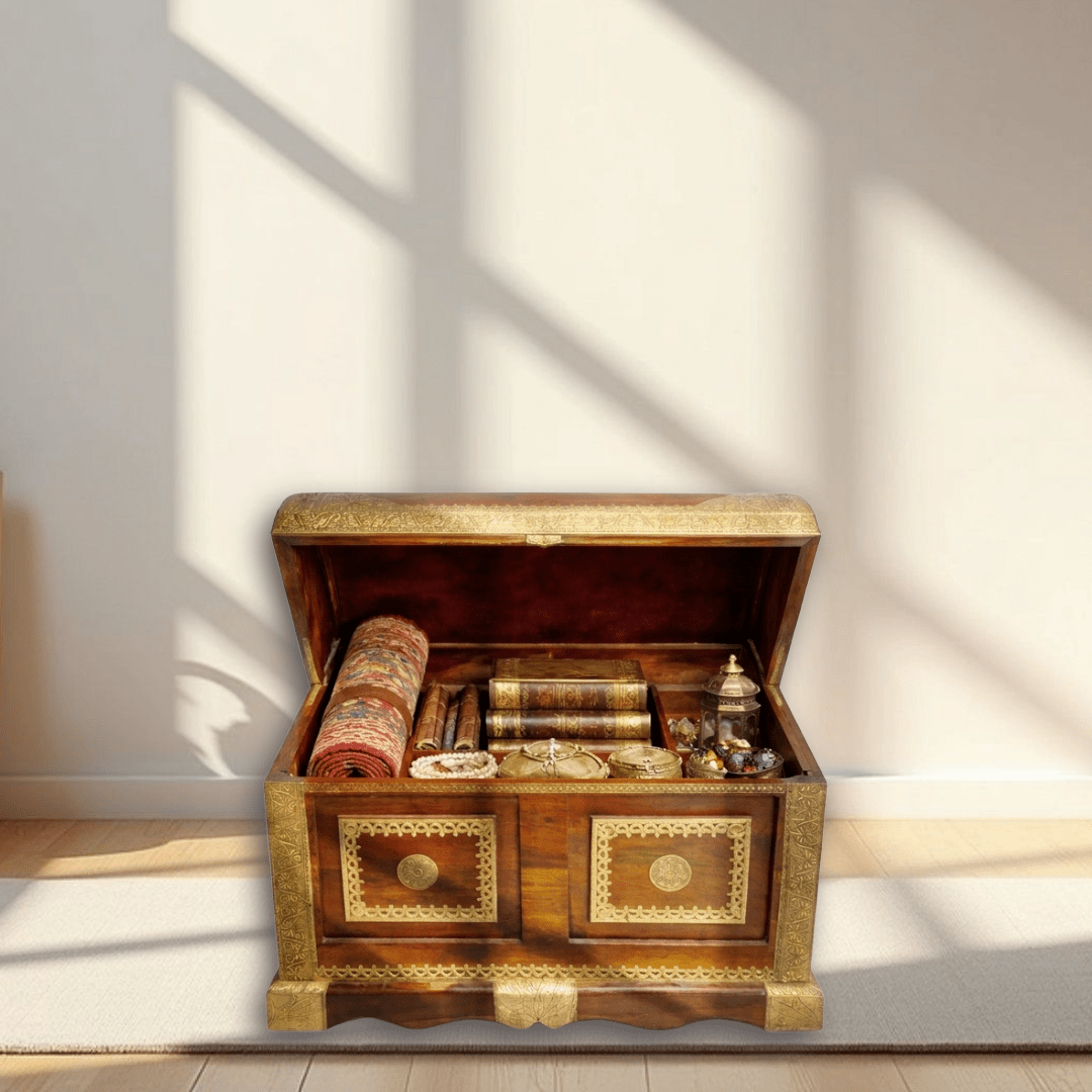 Hand made wooden storage box with half round lid
