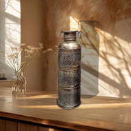 Hand made candle light milk cane vessel brass finish