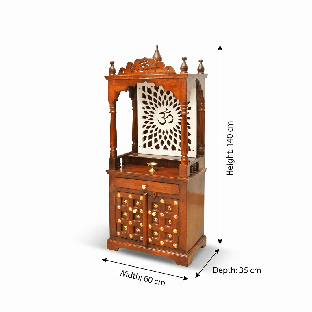 Mango Wood Hindu Prayer Temple with Drawer