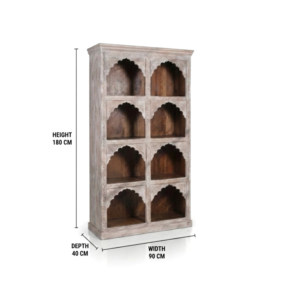 Luxury hand carved Moroccan arch bookcase display cabinet