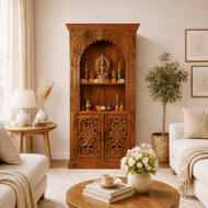 Handcrafted Sheesham Wood Prayer Altar Cabinet