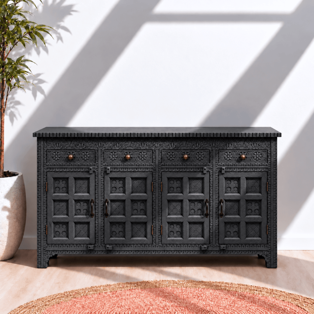 Natural Heritage Carved Hardwood Console buffet table