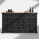 Switch Solid wood hand made credenza, hardwood Mughal classic credenza, wood credenza vintage design,Crafed hand caring buffet table Oman,Antique finish storage credenza buffet Dubai, 2 image