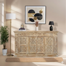 تبديل الصورة Custom finish hand carved cabinet Oman, Peacock carved cabinet Qatar, Mango wood cabinet, Solid wood furniture, 1