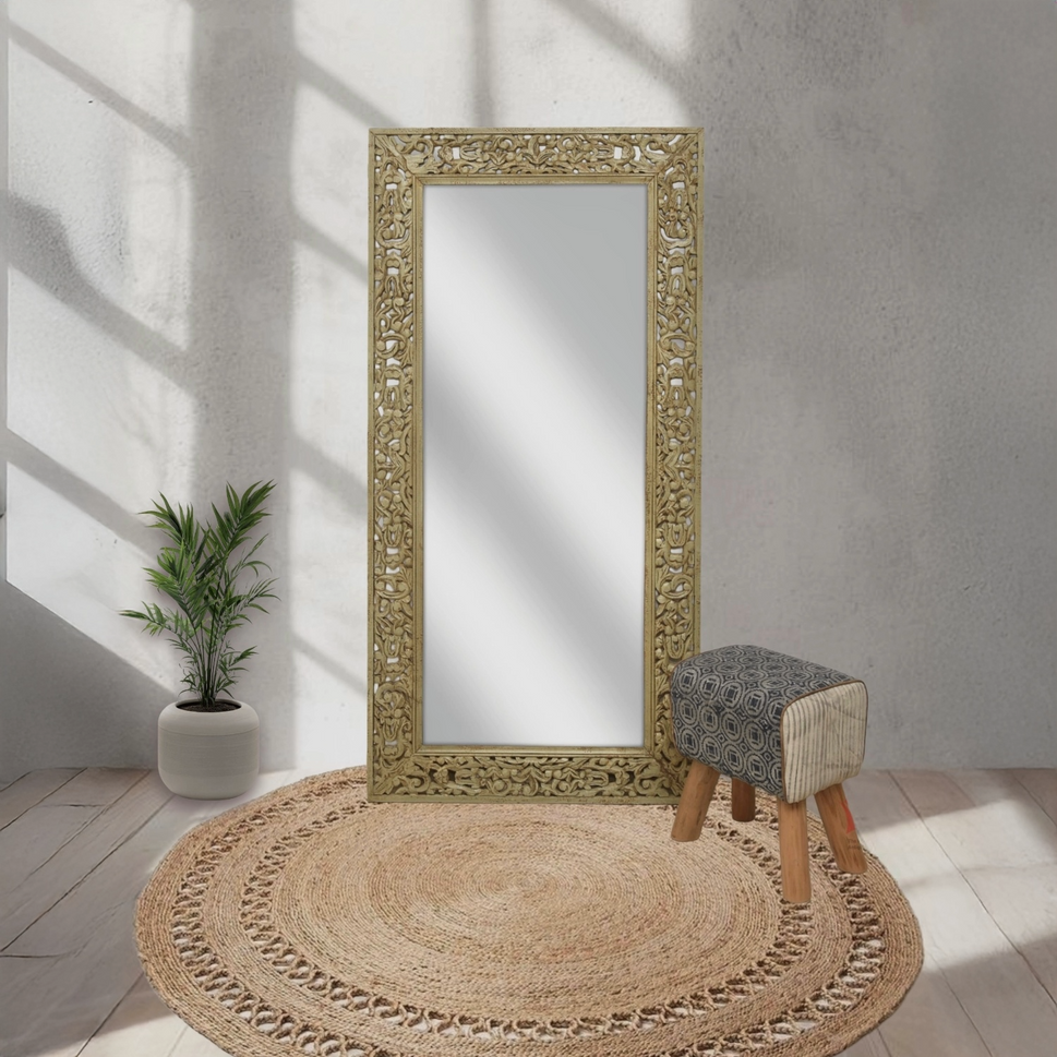 Original Mango Wood Hand Carved Mirror Frame – 90×180 cm | Dubai, Abu Dhabi, Sharjah, Ajman & Oman