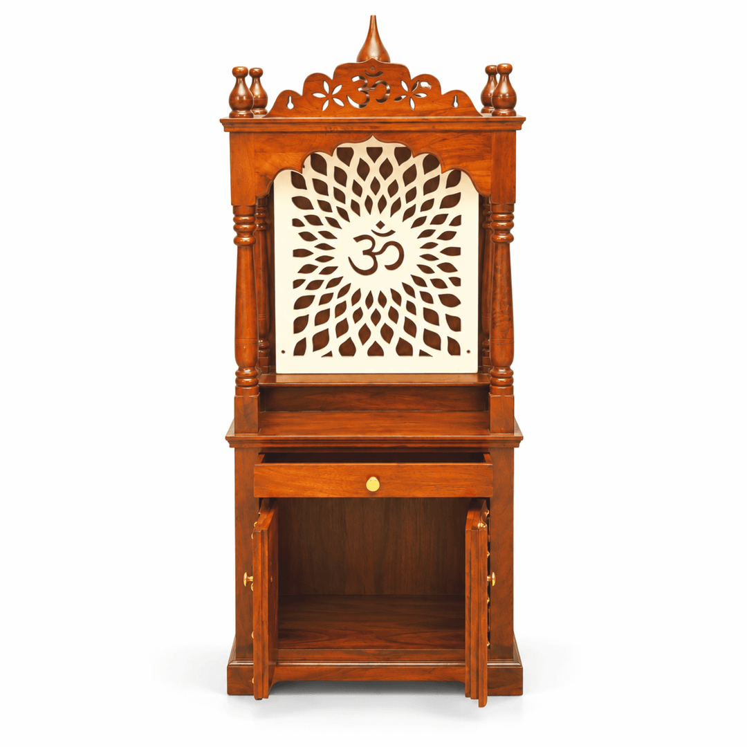 Mango Wood Hindu Prayer Temple with Drawer