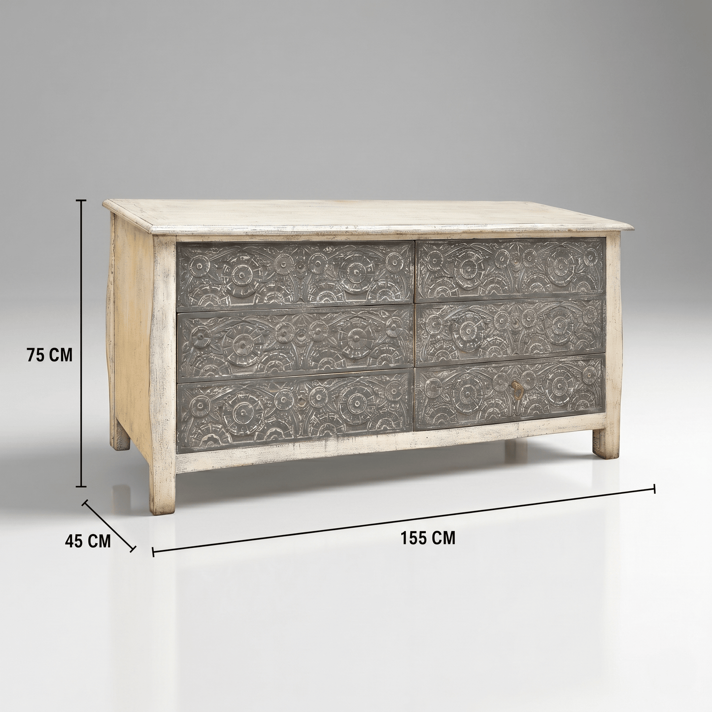  Rustic grey Finish Wooden Chest for apartments in UAE,Premium Natural wood Storage Chest for living room, Heavy Duty Indian solid wood Chest of Drawers Oman,Stylish hand carved kitchen Chest Cabinet store in Dubai, Wooden Chest with 6 Drawers hand carved Dubai,  