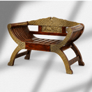 تبديل الصورة Decorative handicrafted wooden benchDubai,Antique style bench Oman,Handcrafted rosewood bench Doha Qatar,Sheesham wood sofa with brass work, 3
