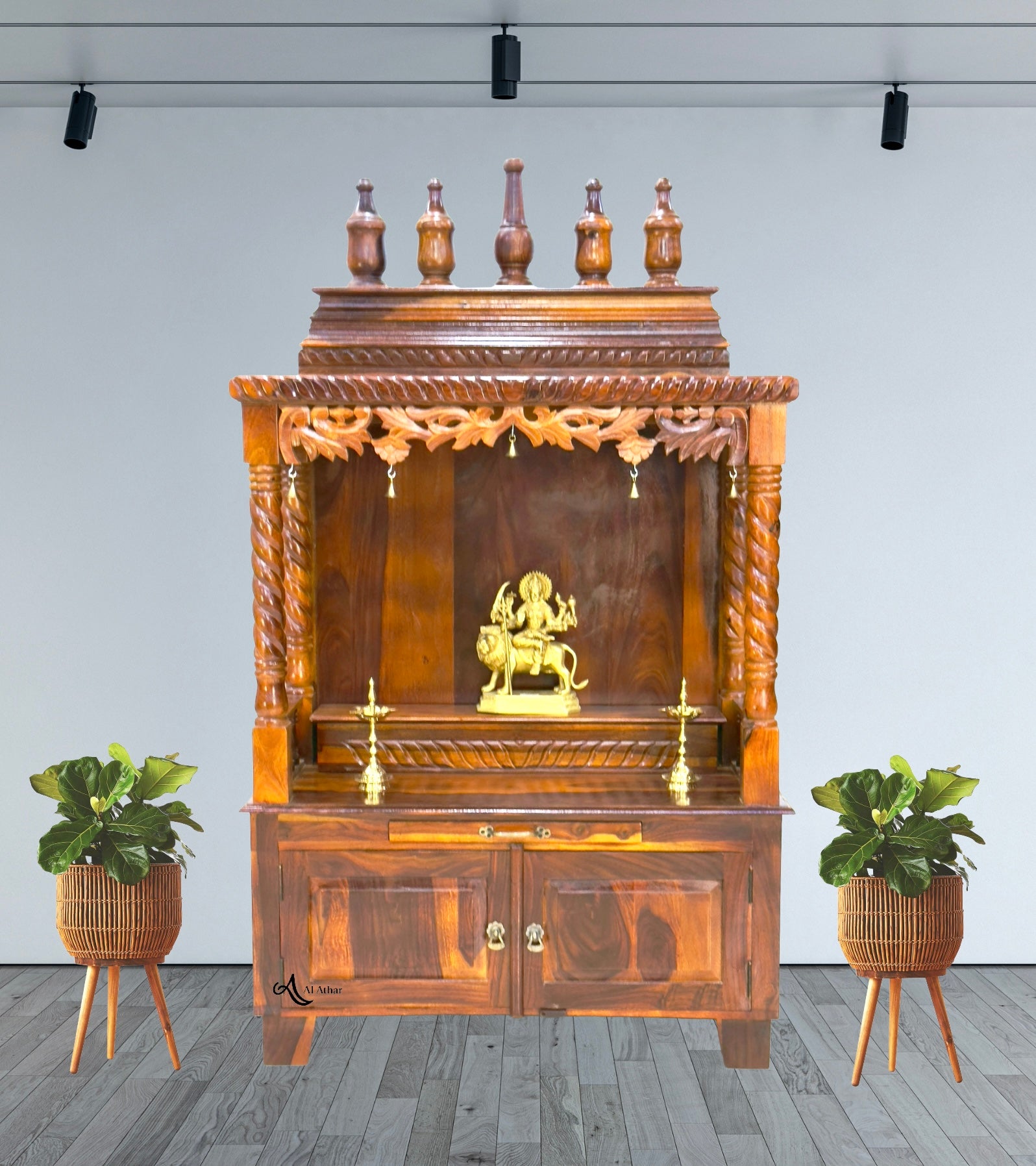 Handicrafted wooden home temple