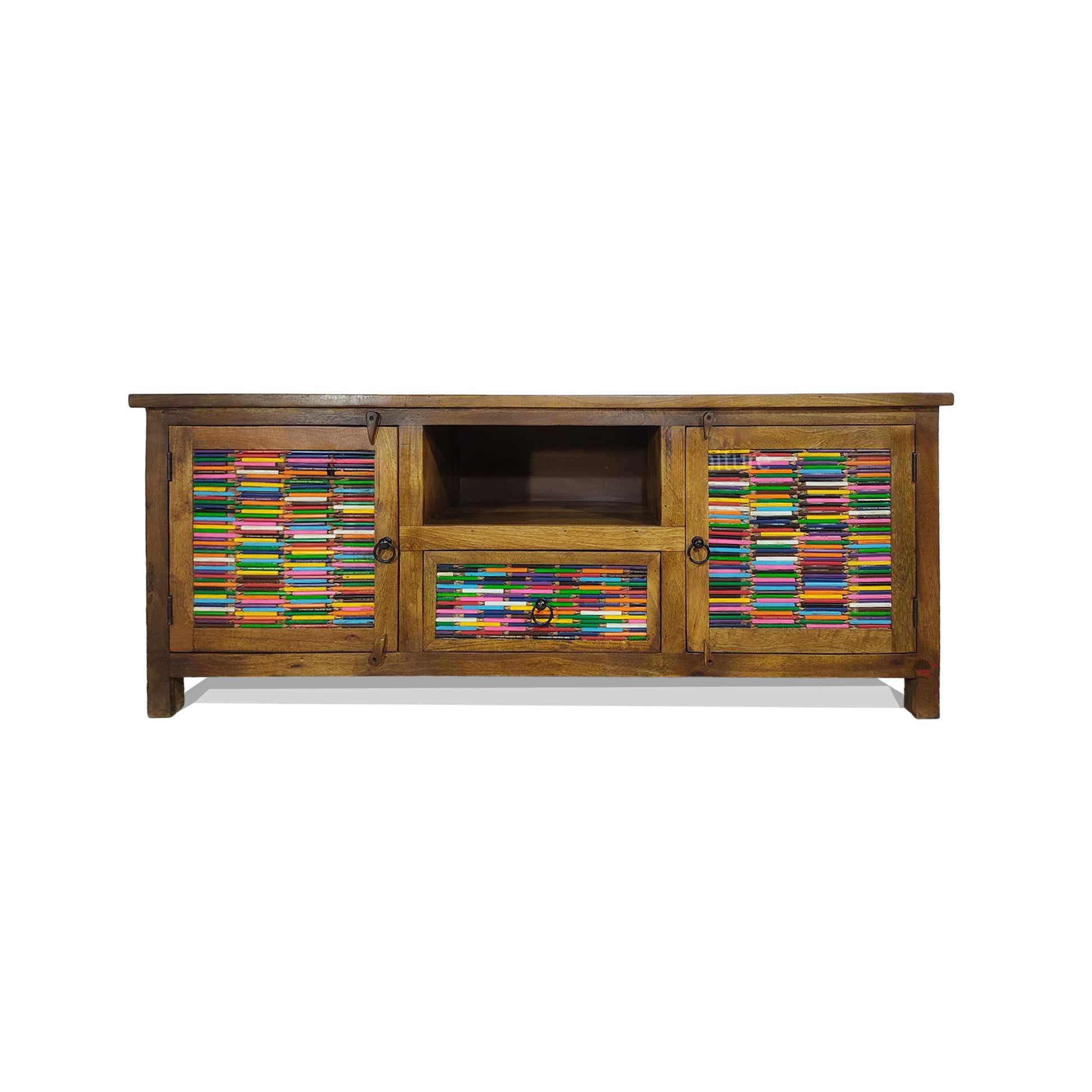 Indian real mango wood tv stand with pencil design work