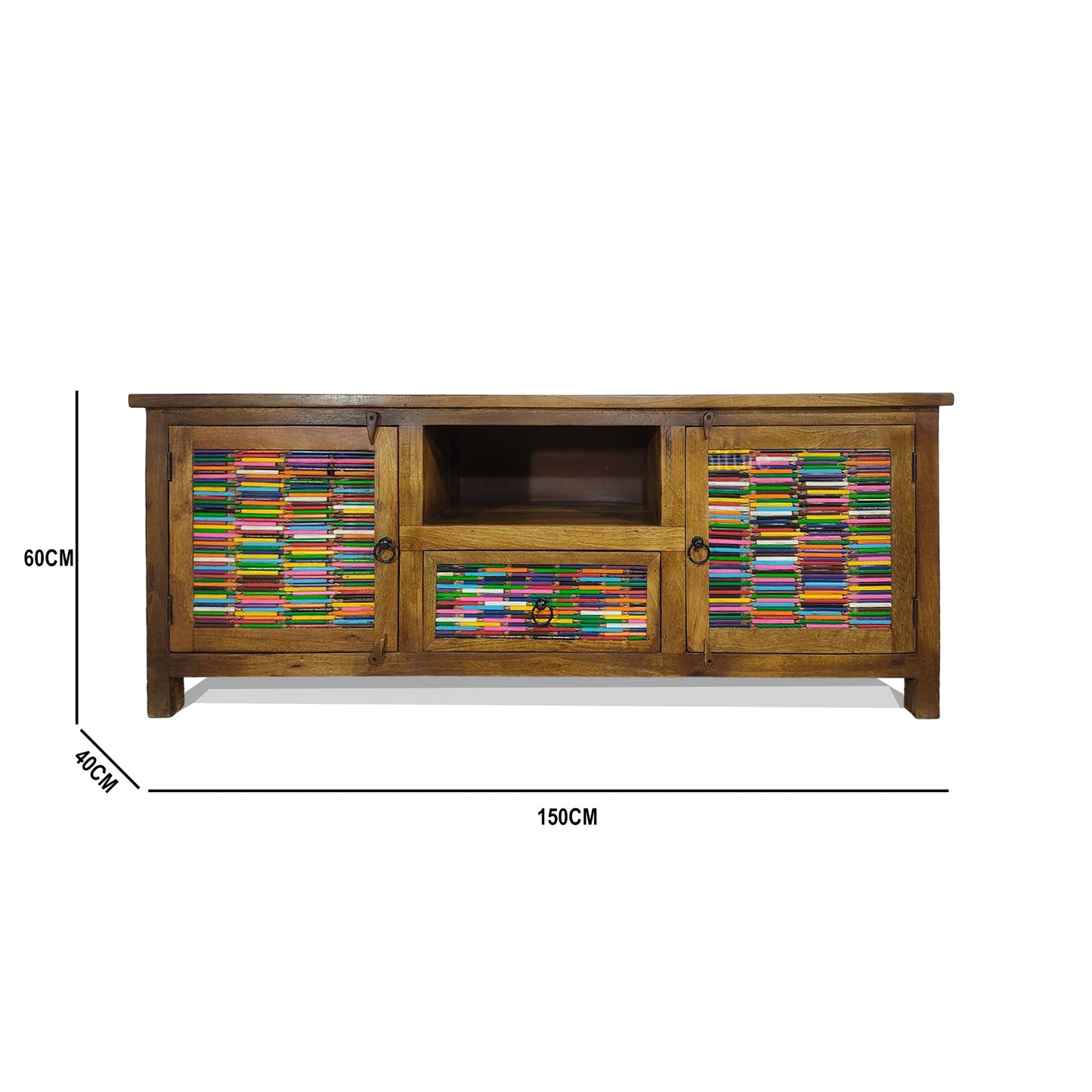 Indian real mango wood tv stand with pencil design work