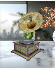 Functional antique Gramophone with brass fitted work