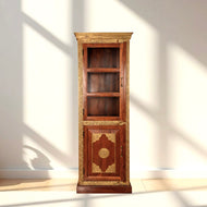 Handcrafted Wooden & Glass Display Cabinet with Brass Work | UAE