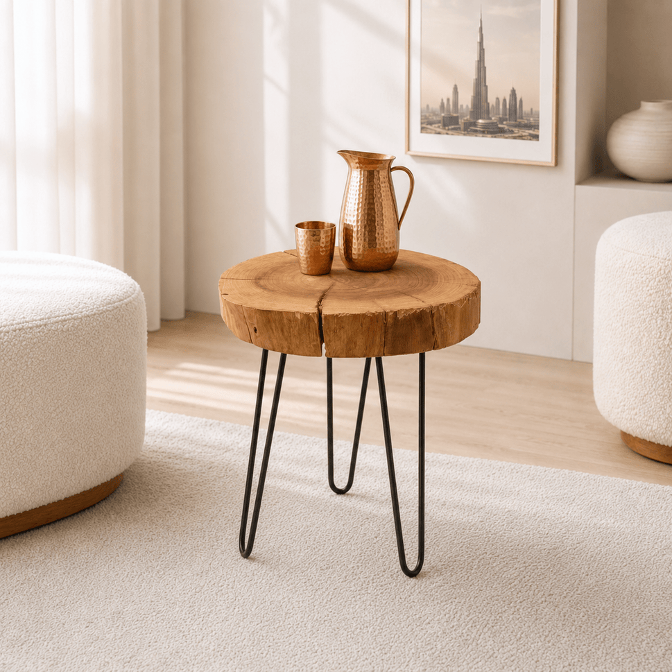 Organic Live Edge Wooden Stool Table