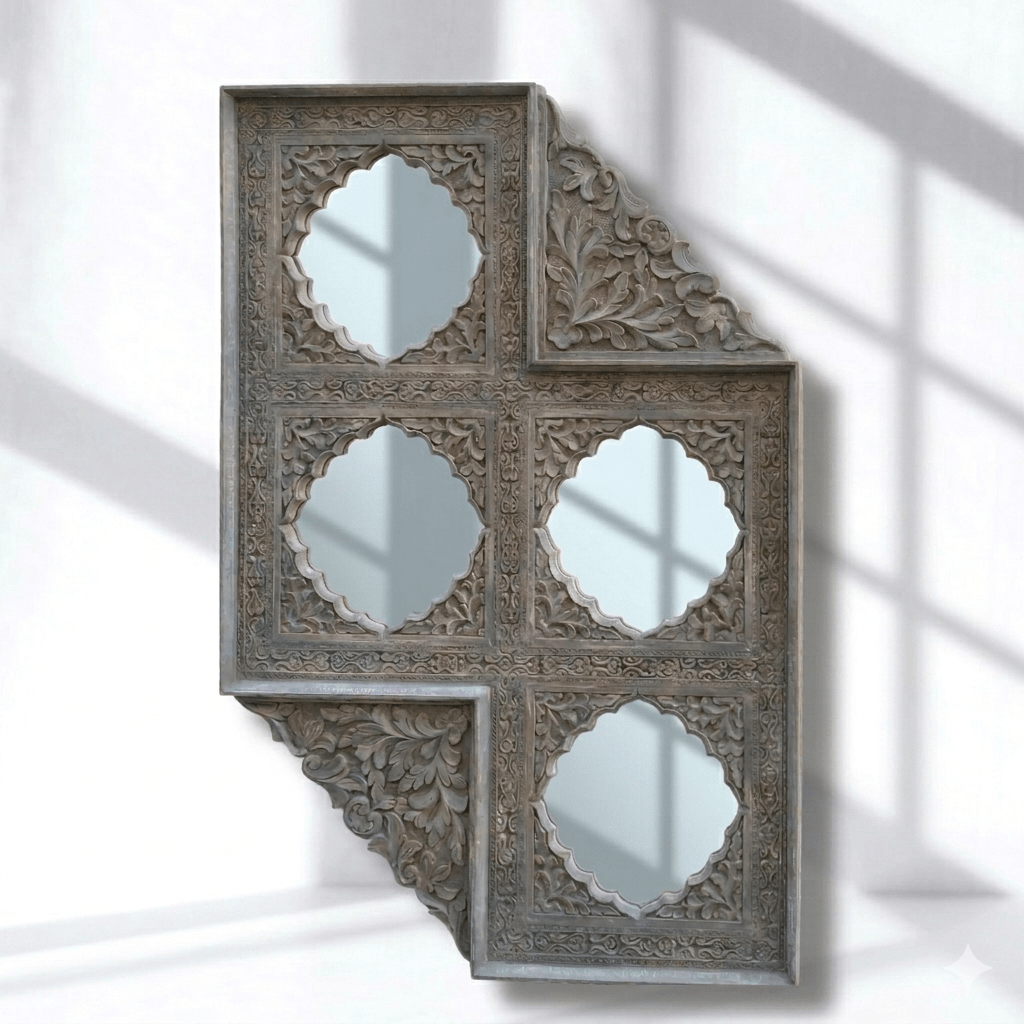 Hand Carved Mango Wood Jharokha Mirror Frame | UAE