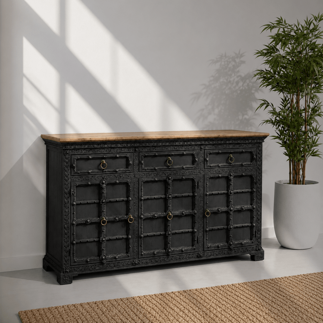 Imperial Handcrafted black Antique heritage Sideboard cabinet