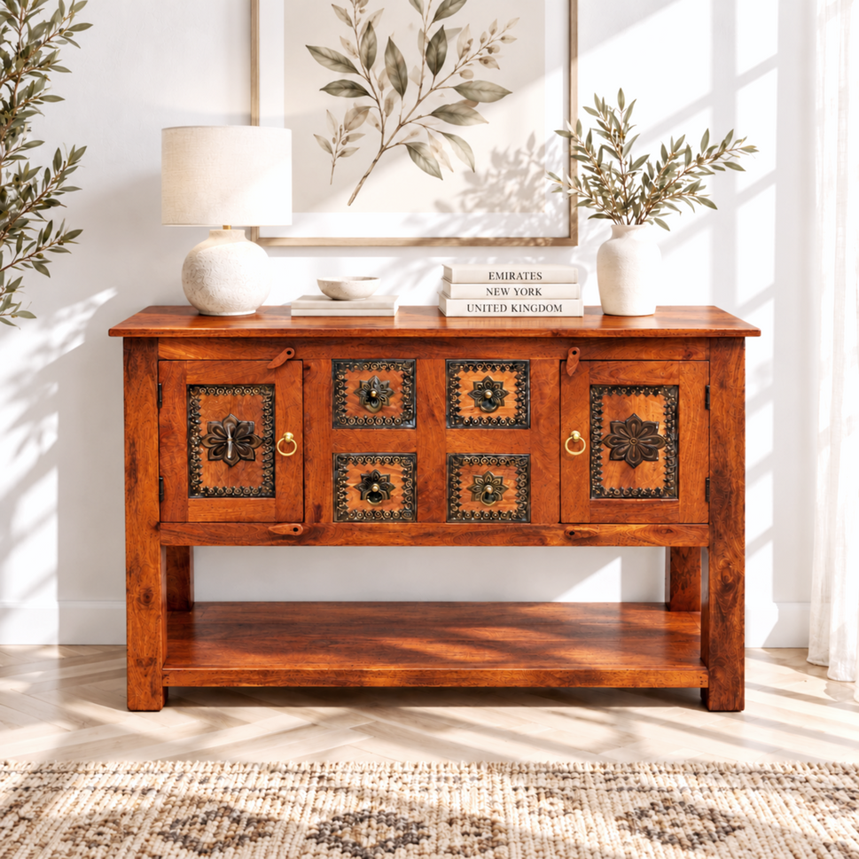 CasaCraft Sheesham Wood Console Table Handmade Luxury UAE Home