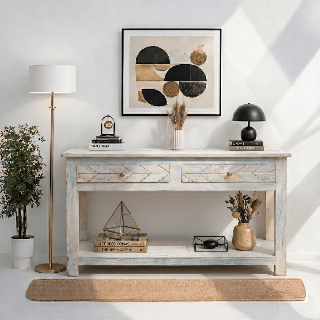 Vintage Haven Console Table with white Rustic Furniture
