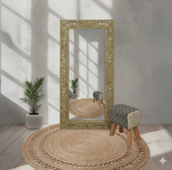 إطار مرآة أصلي منحوت يدويًا من خشب المانجو - 90×180 سم | الإمارات العربية المتحدة وسلطنة عمان