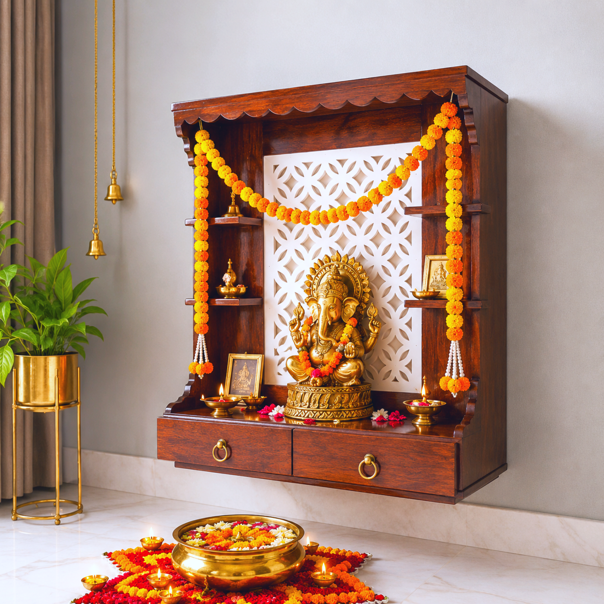 Hanging Pooja Temple with hand made
