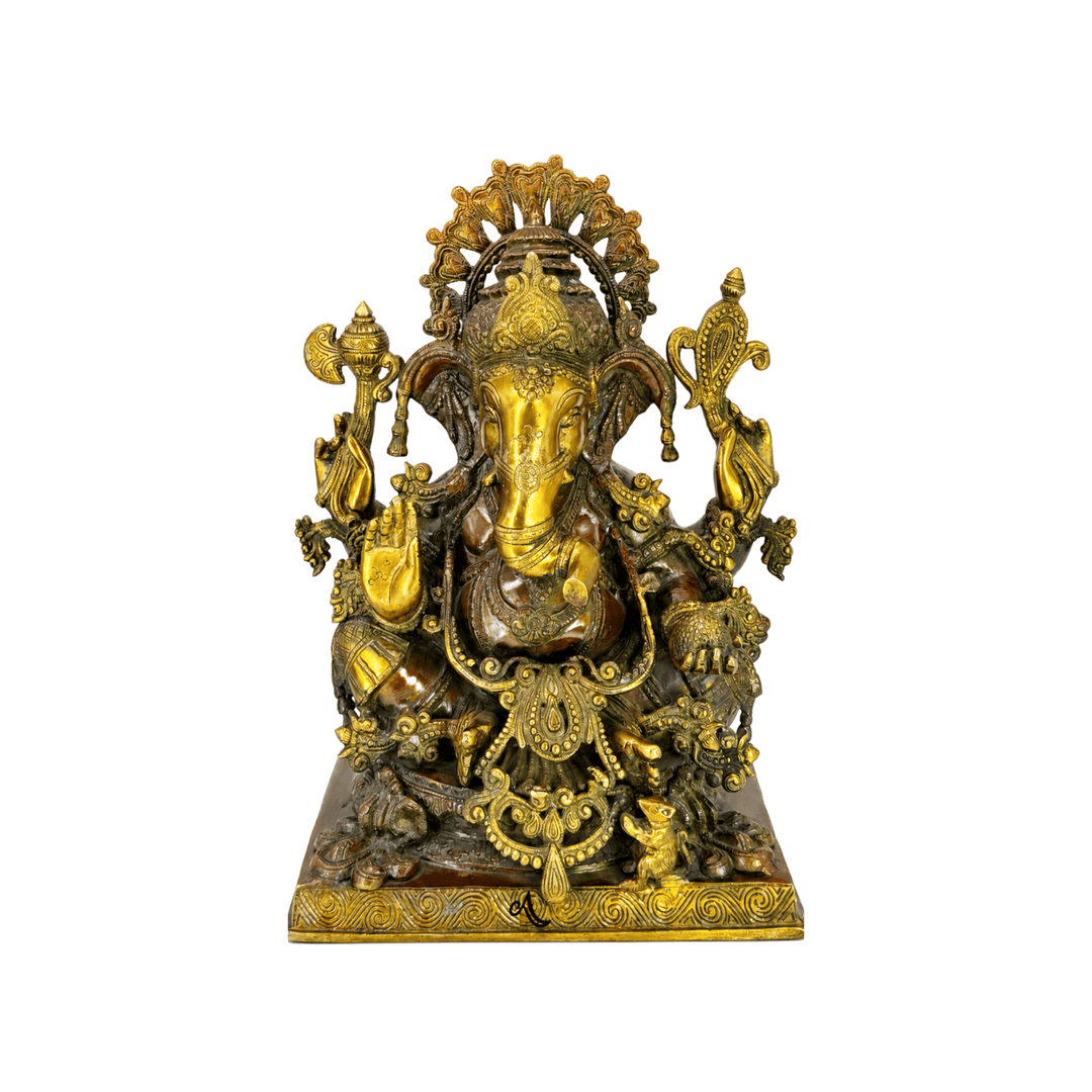 Copper Antique Brass Ganpati Goddess 19 Inches tall
