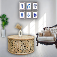 Solid Mango Wood Round Coffee Table – Natural Finish