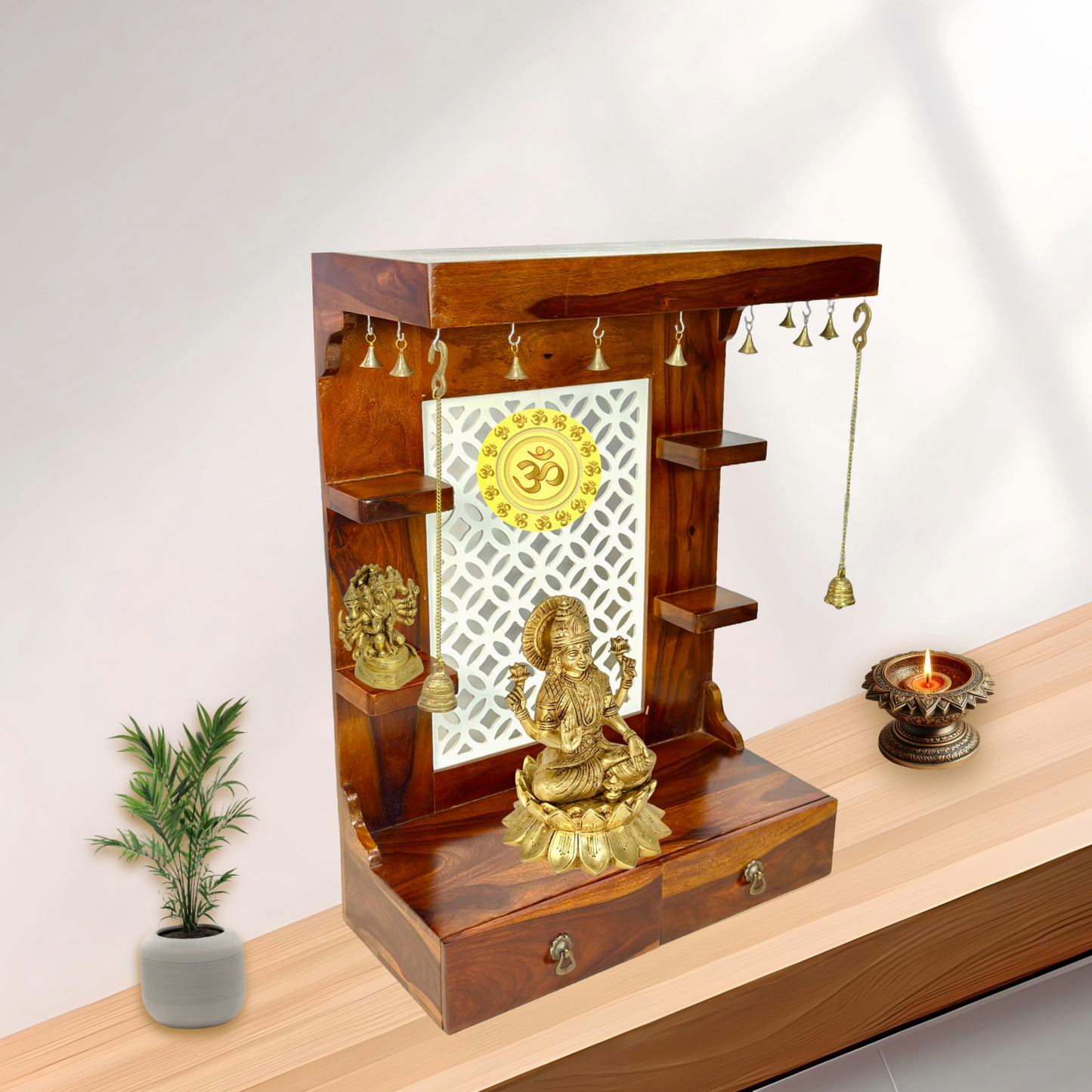 Wall Hanging Wooden Temple Umm Al Quwain
Solid Wood Mandir for Homes Fujairah