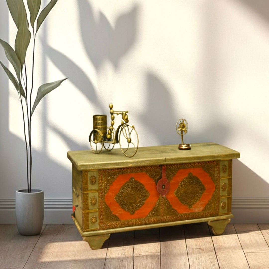 Hand made wooden storage chest sandook with rustic finish