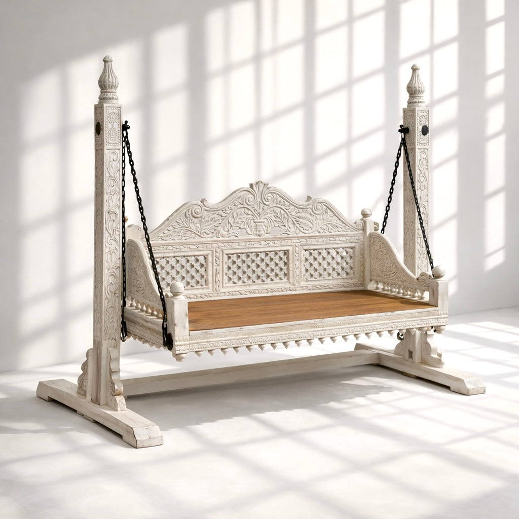 Vintage swing for home Dubai
Solid wood Jhula for villa Sharjah
Luxury wooden swing for out door