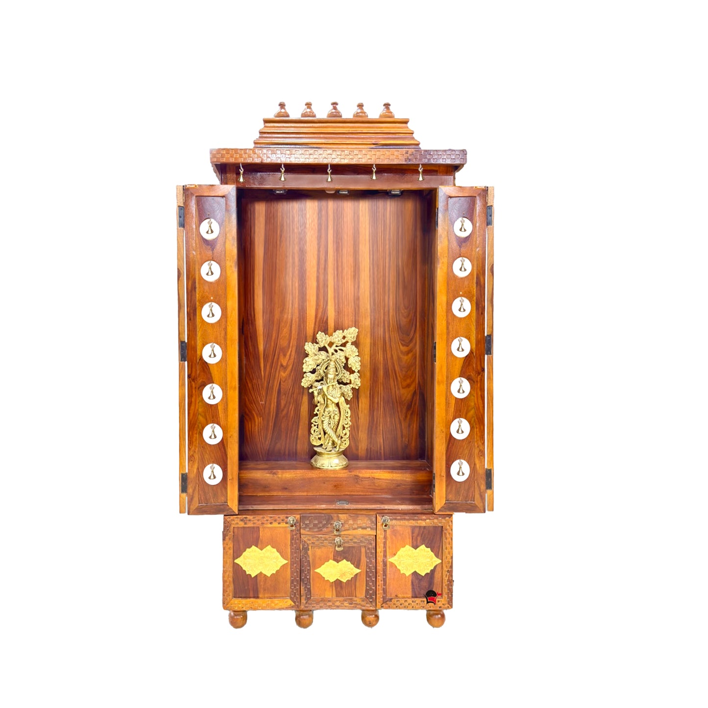 Home pooja Temple with door with 3 drawer