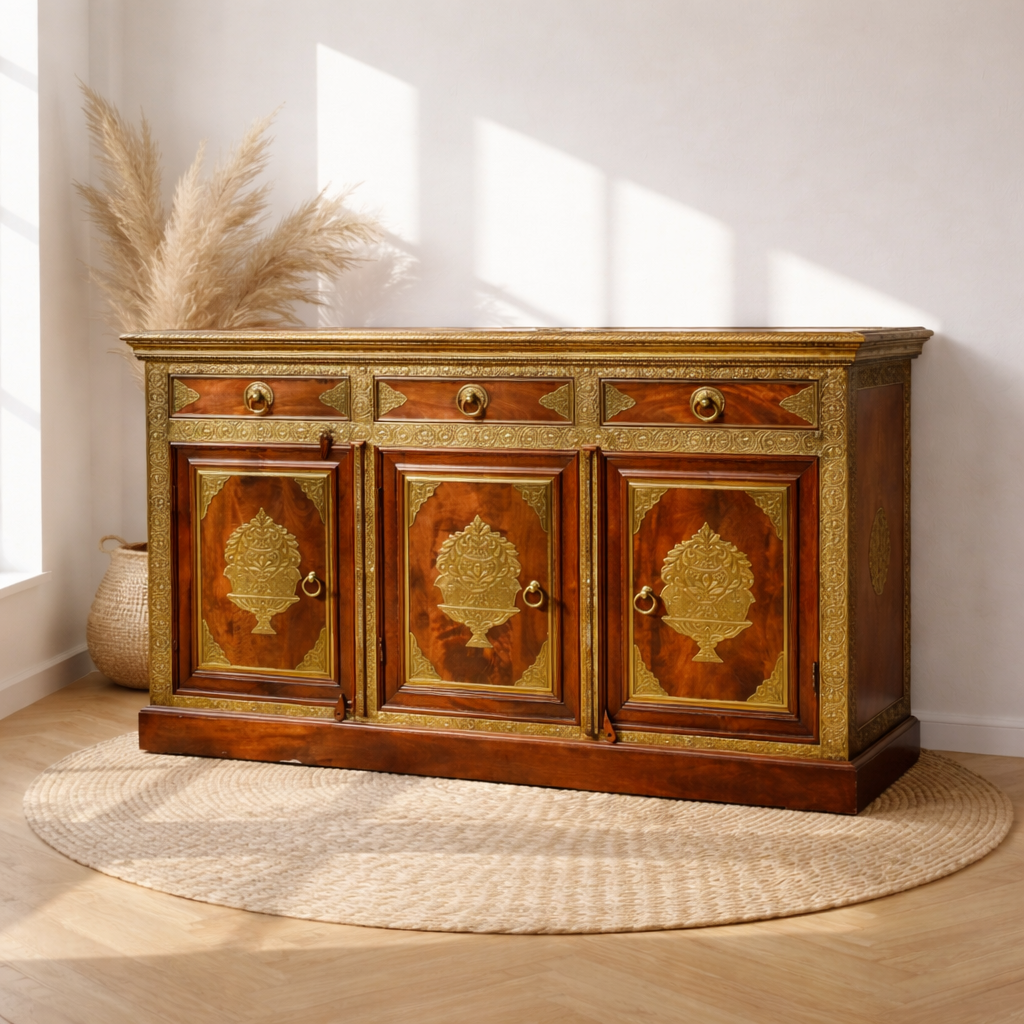 Handmade wooden console cabinet UAE, Luxury sheesham wood storage cabinet Dubai, 