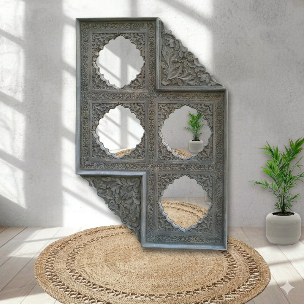   Luxury handcrafted mirror Abu Dhabi, Ethnic mirror frame Sharjah, Decorative jharokha mirror Ajman.
