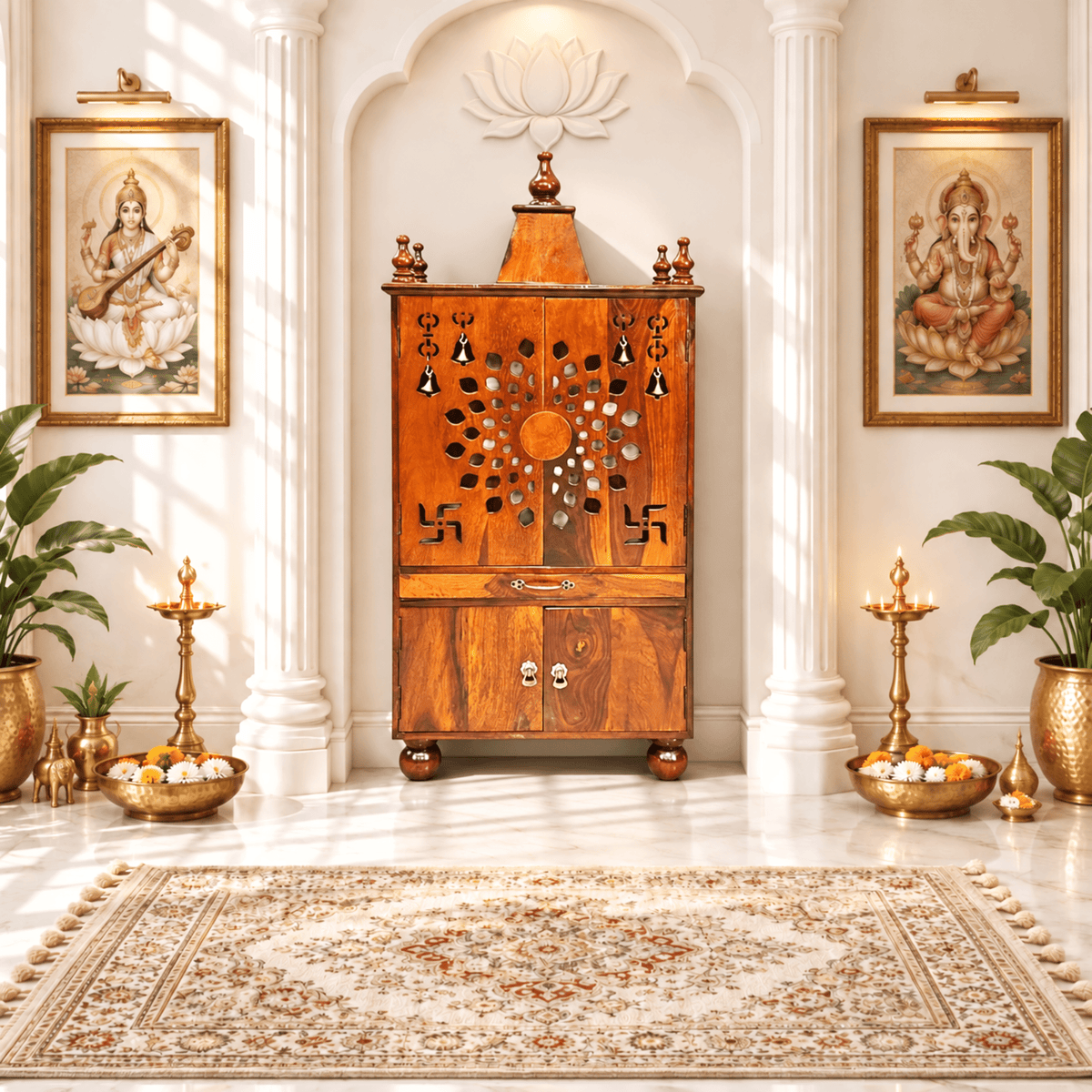 wooden pooja mandir,UAE,Handicrafted temple Uae,wooden temples in Dubai,Solid wood temple store near me Dubai,