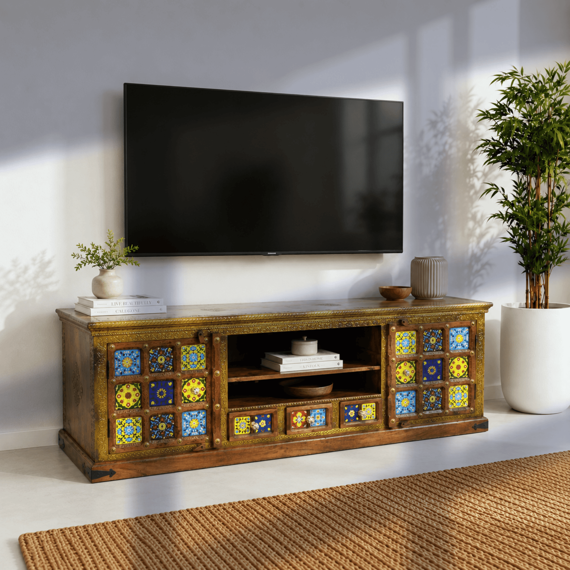 Royal Vintage Solid Sheesham Wood Entertainment Units.