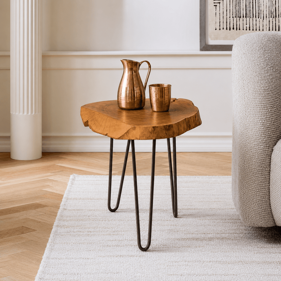 Organic Live Edge Wooden Stool Table